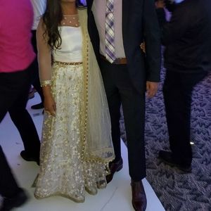 White and Gold Lehenga